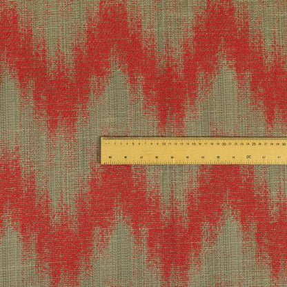 Red Pink Colour Chevron Striped Wave Pattern Chenille Upholstery Fabric JO-1017 - Made To Measure Curtains