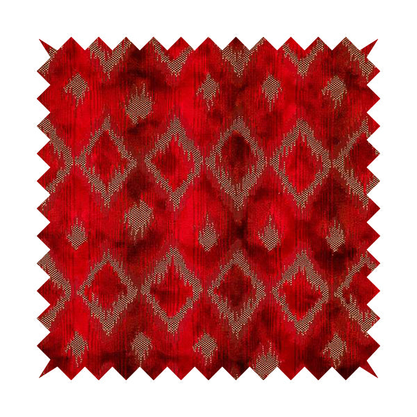 Red Cut Velvet Colour Diamond Geometric Pattern Upholstery Fabric JO-1018 - Handmade Cushions