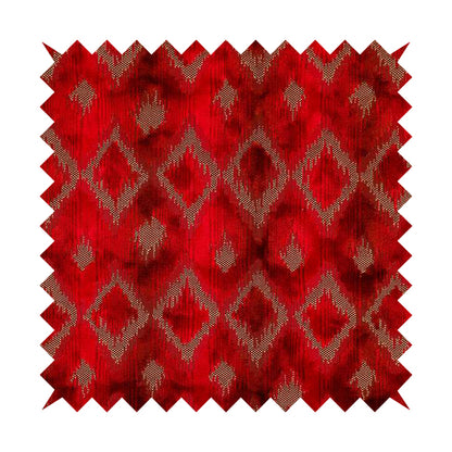 Red Cut Velvet Colour Diamond Geometric Pattern Upholstery Fabric JO-1018 - Made To Measure Curtains