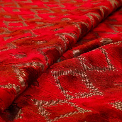 Red Cut Velvet Colour Diamond Geometric Pattern Upholstery Fabric JO-1018 - Made To Measure Curtains