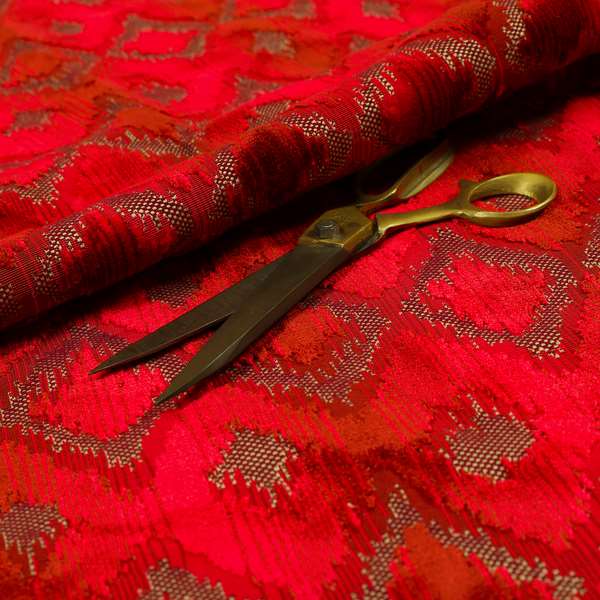 Red Cut Velvet Colour Diamond Geometric Pattern Upholstery Fabric JO-1018 - Made To Measure Curtains