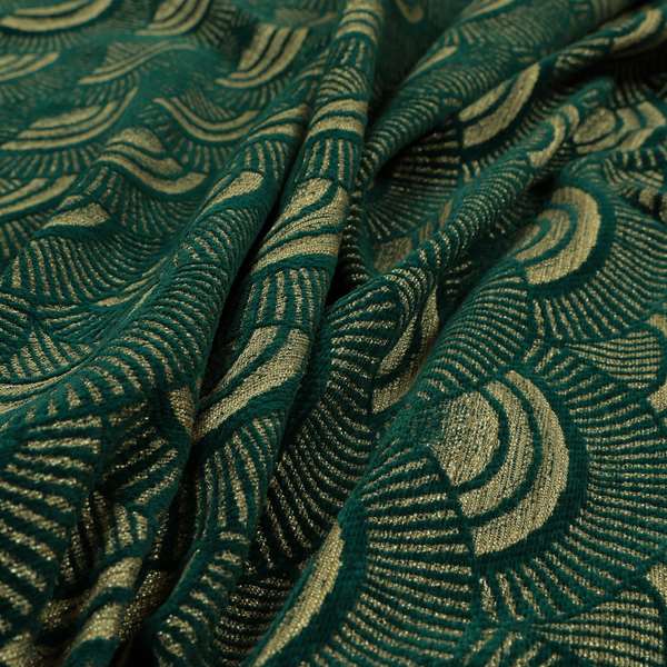 Teal Silver Colour Zentangle Geometric Pattern Soft Chenille Upholstery Fabric JO-1019 - Made To Measure Curtains