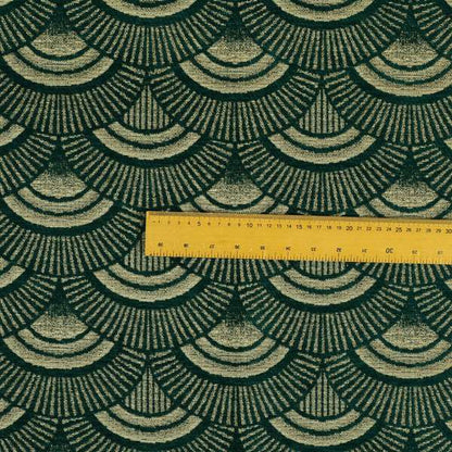 Teal Silver Colour Zentangle Geometric Pattern Soft Chenille Upholstery Fabric JO-1019