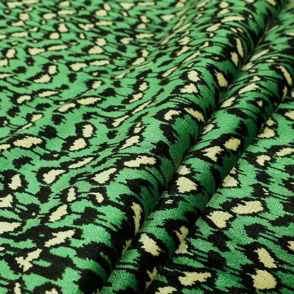 Green Black Colour Jungle Falling Leafs Pattern Soft Velvet Upholstery Fabric JO-1021 - Made To Measure Curtains