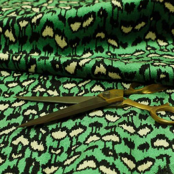 Green Black Colour Jungle Falling Leafs Pattern Soft Velvet Upholstery Fabric JO-1021 - Roman Blinds