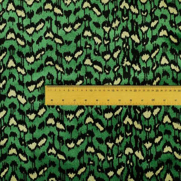 Green Black Colour Jungle Falling Leafs Pattern Soft Velvet Upholstery Fabric JO-1021 - Made To Measure Curtains