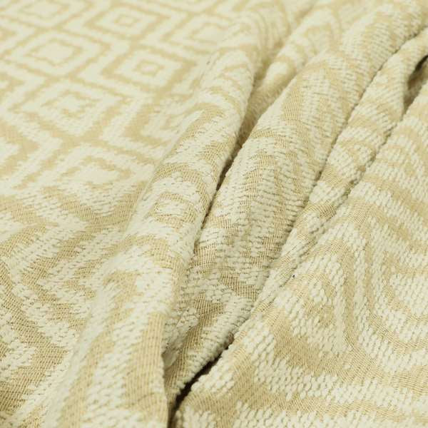 Cream Beige Colour Geometric Pattern Soft Chenille Upholstery Fabric JO-1022 - Handmade Cushions