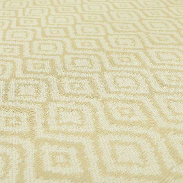 Cream Beige Colour Geometric Pattern Soft Chenille Upholstery Fabric JO-1022 - Made To Measure Curtains