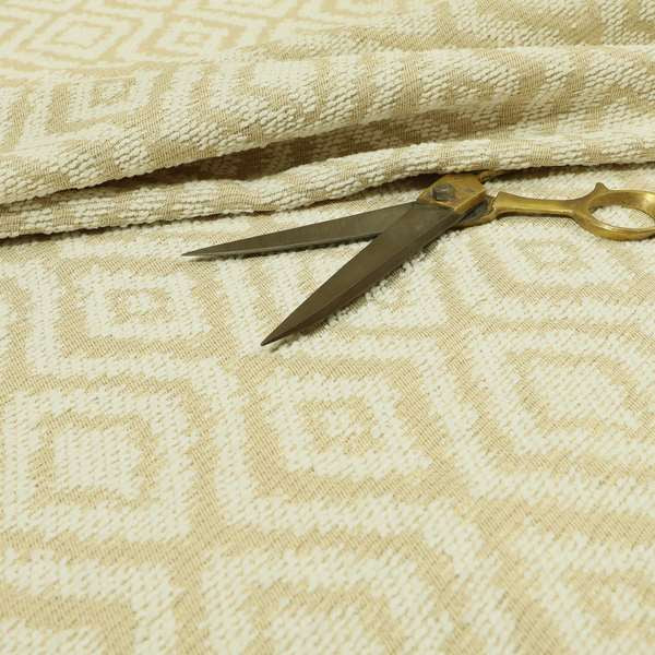 Cream Beige Colour Geometric Pattern Soft Chenille Upholstery Fabric JO-1022 - Handmade Cushions