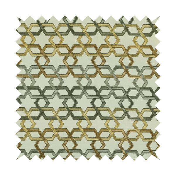 Yellow Grey White Colour Star Modern Pattern Chenille Upholstery Fabric JO-1028 - Roman Blinds