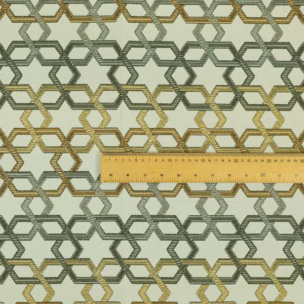 Yellow Grey White Colour Star Modern Pattern Chenille Upholstery Fabric JO-1028 - Roman Blinds