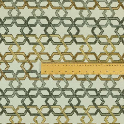 Yellow Grey White Colour Star Modern Pattern Chenille Upholstery Fabric JO-1028 - Made To Measure Curtains