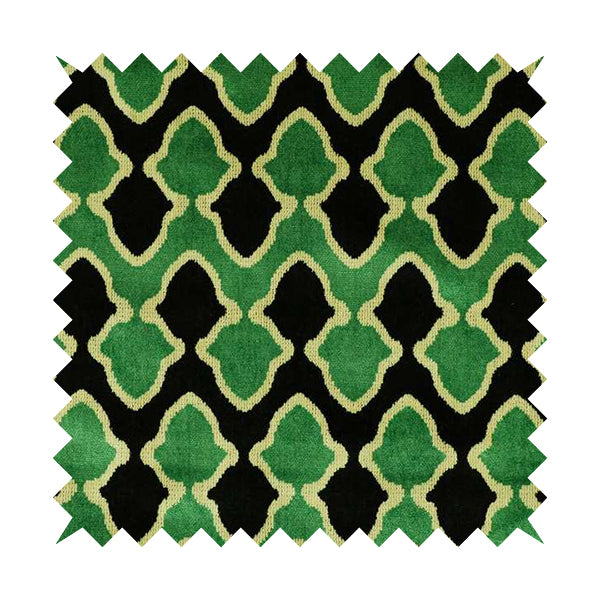 Green Black Colour Pattern Soft Velvet Upholstery Fabric JO-1030 - Made To Measure Curtains