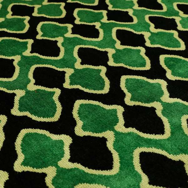 Green Black Colour Pattern Soft Velvet Upholstery Fabric JO-1030 - Made To Measure Curtains