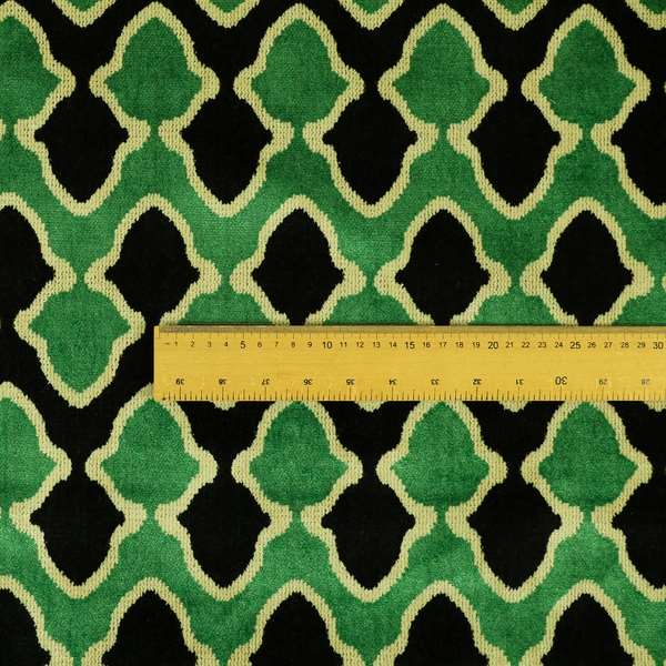 Green Black Colour Pattern Soft Velvet Upholstery Fabric JO-1030 - Made To Measure Curtains