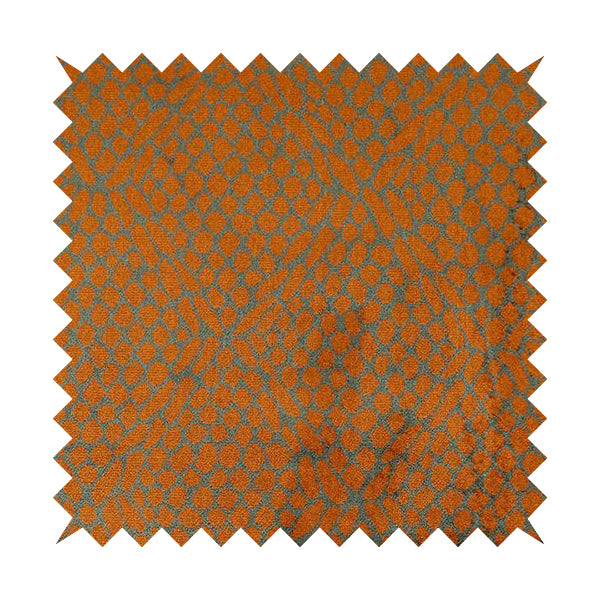 Orange Grey Colour Pebble Effect Pattern Soft Velvet Upholstery Fabric JO-1031 - Made To Measure Curtains