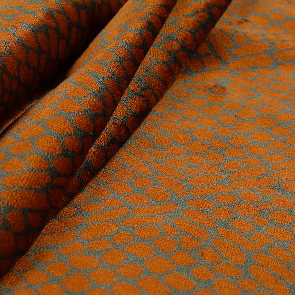 Orange Grey Colour Pebble Effect Pattern Soft Velvet Upholstery Fabric JO-1031 - Made To Measure Curtains