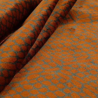 Orange Grey Colour Pebble Effect Pattern Soft Velvet Upholstery Fabric JO-1031 - Made To Measure Curtains