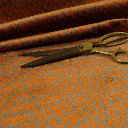 Orange Grey Colour Pebble Effect Pattern Soft Velvet Upholstery Fabric JO-1031 - Made To Measure Curtains