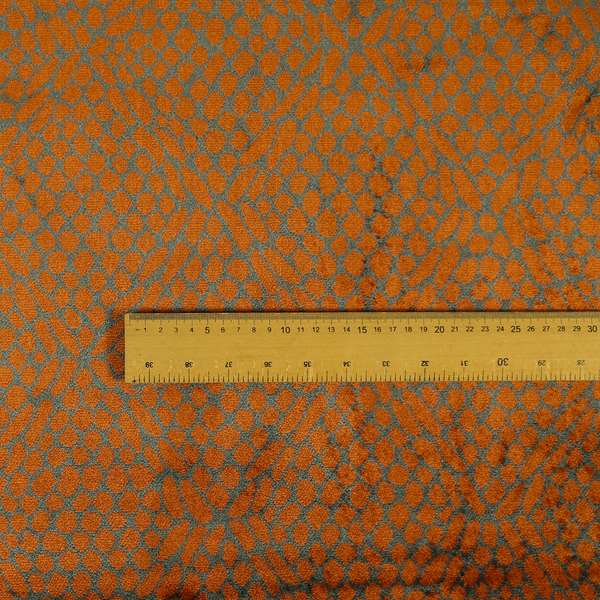 Orange Grey Colour Pebble Effect Pattern Soft Velvet Upholstery Fabric JO-1031 - Roman Blinds