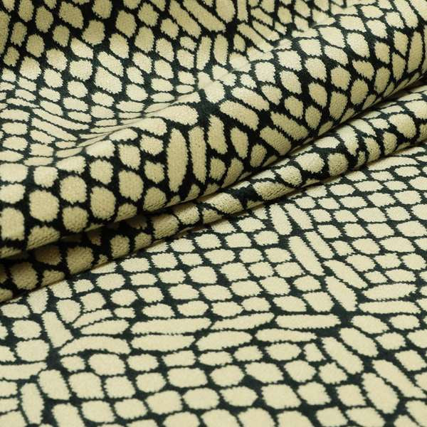 Cream Navy Blue Colour Pebble Effect Pattern Soft Velvet Upholstery Fabric JO-1032 - Handmade Cushions