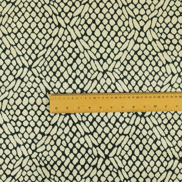 Cream Navy Blue Colour Pebble Effect Pattern Soft Velvet Upholstery Fabric JO-1032 - Roman Blinds