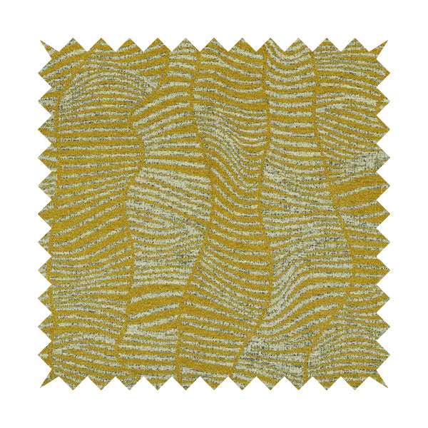 Abstract Pattern In Yellow Chenille Furnishing Curtain Upholstery Fabric JO-1033 - Made To Measure Curtains