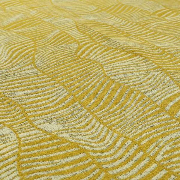 Abstract Pattern In Yellow Chenille Furnishing Curtain Upholstery Fabric JO-1033 - Made To Measure Curtains