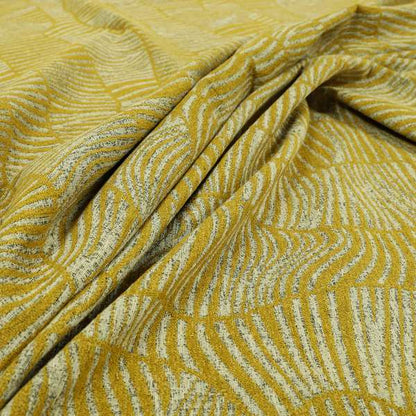 Abstract Pattern In Yellow Chenille Furnishing Curtain Upholstery Fabric JO-1033 - Made To Measure Curtains