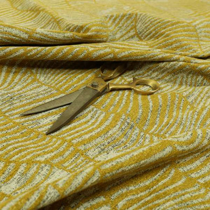 Abstract Pattern In Yellow Chenille Furnishing Curtain Upholstery Fabric JO-1033 - Made To Measure Curtains