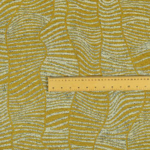 Abstract Pattern In Yellow Chenille Furnishing Curtain Upholstery Fabric JO-1033 - Made To Measure Curtains