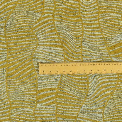 Abstract Pattern In Yellow Chenille Furnishing Curtain Upholstery Fabric JO-1033 - Made To Measure Curtains