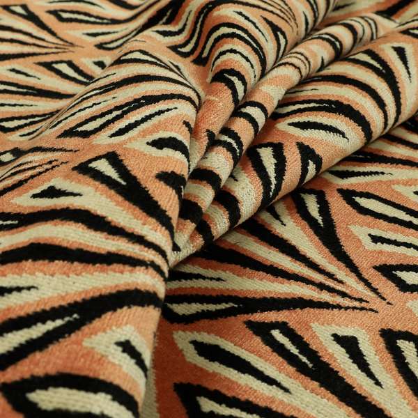 Salmon Pink Black Colour Modern Geometric Pattern Soft Velvet Upholstery Fabric JO-1035 - Made To Measure Curtains