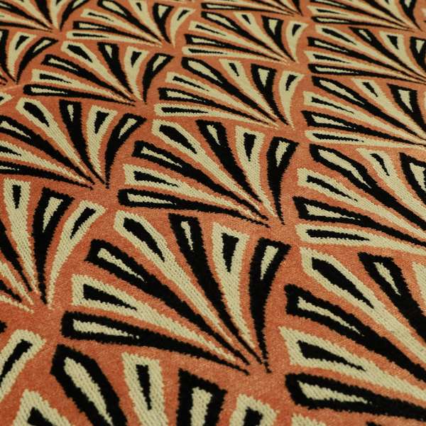 Salmon Pink Black Colour Modern Geometric Pattern Soft Velvet Upholstery Fabric JO-1035 - Made To Measure Curtains