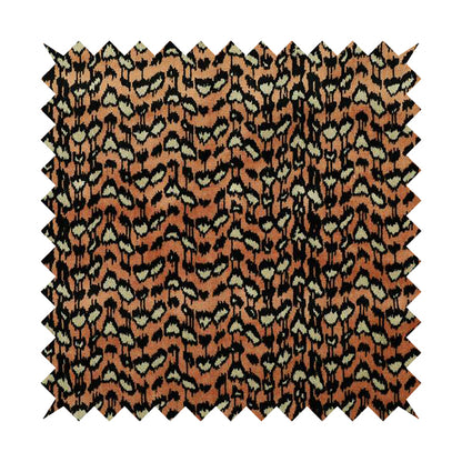 Salmon Pink Black Colour Jungle Falling Leafs Pattern Soft Velvet Upholstery Fabric JO-1037 - Made To Measure Curtains