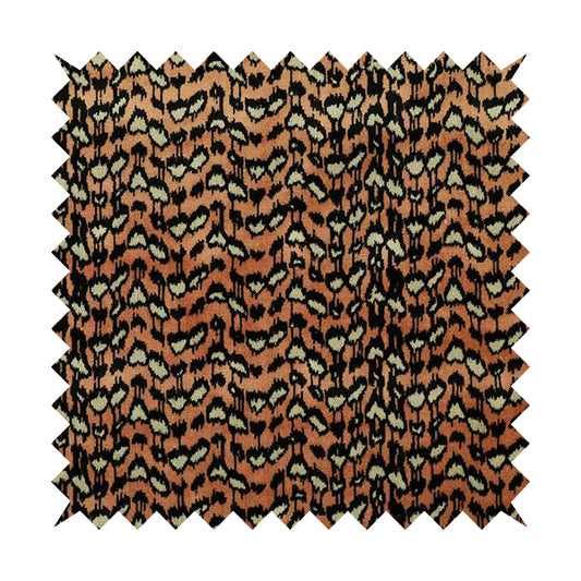 Salmon Pink Black Colour Jungle Falling Leafs Pattern Soft Velvet Upholstery Fabric JO-1037