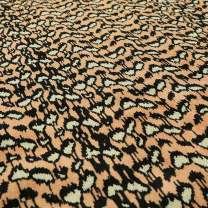 Salmon Pink Black Colour Jungle Falling Leafs Pattern Soft Velvet Upholstery Fabric JO-1037 - Made To Measure Curtains