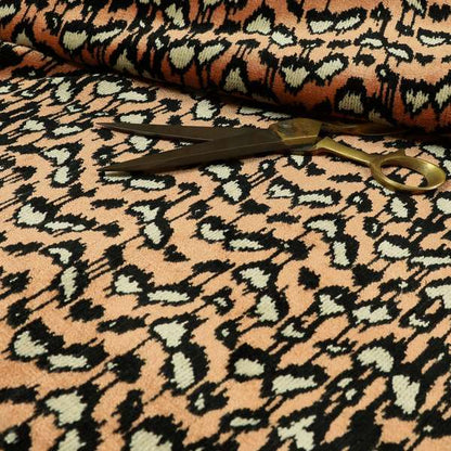 Salmon Pink Black Colour Jungle Falling Leafs Pattern Soft Velvet Upholstery Fabric JO-1037 - Roman Blinds