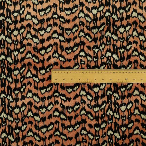 Salmon Pink Black Colour Jungle Falling Leafs Pattern Soft Velvet Upholstery Fabric JO-1037 - Handmade Cushions