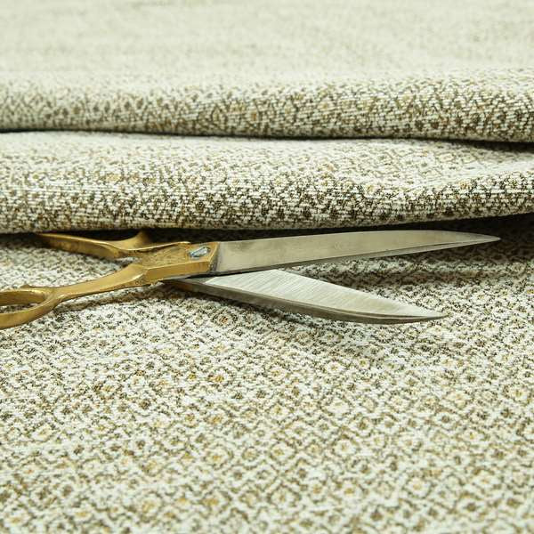 Ella Trellis Pattern Interior Fabric In White Yellow Colour Woven Soft Chenille Fabric JO-104 - Roman Blinds