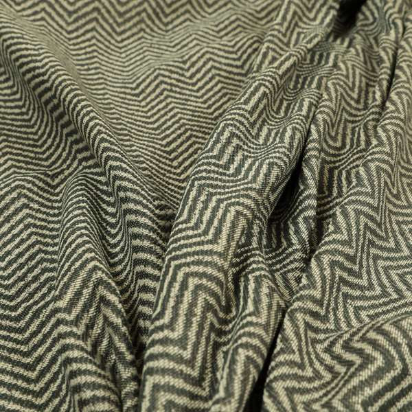 Grey Coloured Chevron Striped Chenille Furnishing Upholstery Fabric JO-1041 - Made To Measure Curtains