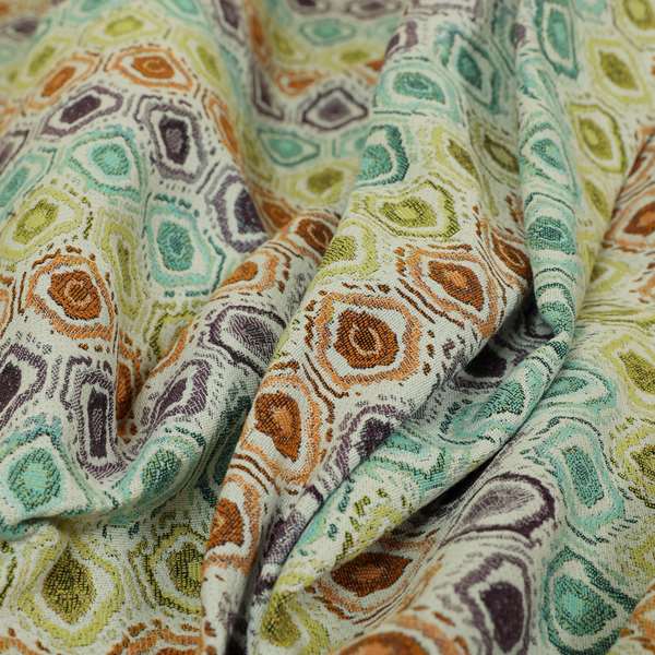 Multicoloured Geometric Pattern Trellis Theme Chenille Material Upholstery Fabrics JO-1042 - Made To Measure Curtains