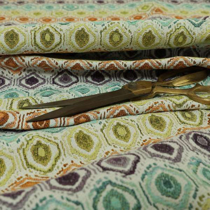 Multicoloured Geometric Pattern Trellis Theme Chenille Material Upholstery Fabrics JO-1042 - Roman Blinds