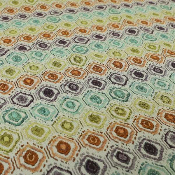 Multicoloured Geometric Pattern Trellis Theme Chenille Material Upholstery Fabrics JO-1042 - Made To Measure Curtains