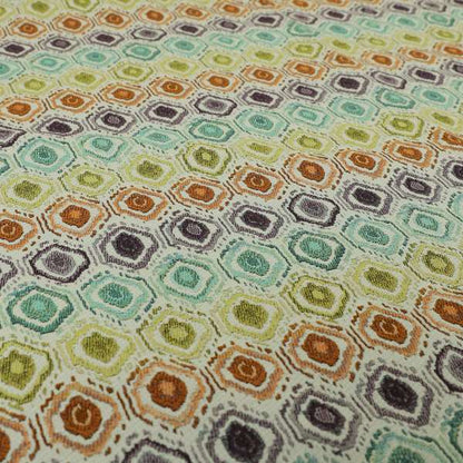 Multicoloured Geometric Pattern Trellis Theme Chenille Material Upholstery Fabrics JO-1042