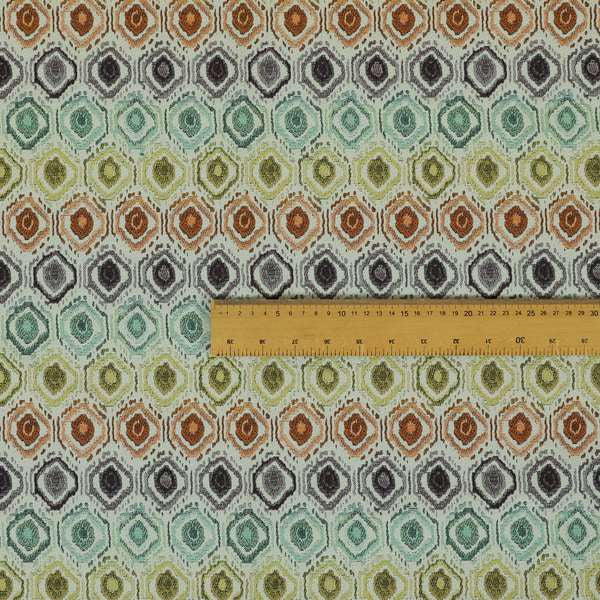 Multicoloured Geometric Pattern Trellis Theme Chenille Material Upholstery Fabrics JO-1042