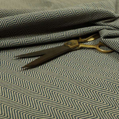 Blue Chevron Striped Pattern Chenille Upholstery Fabric JO-1044