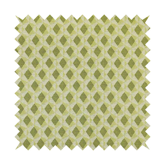 Green Coloured Chenille Geometric Pattern Upholstery Fabric JO-1047