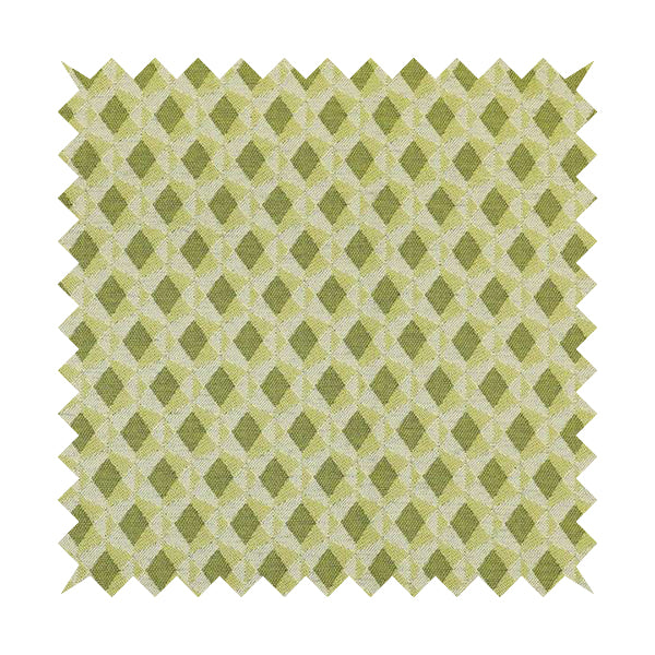 Green Coloured Chenille Geometric Pattern Upholstery Fabric JO-1047 - Made To Measure Curtains