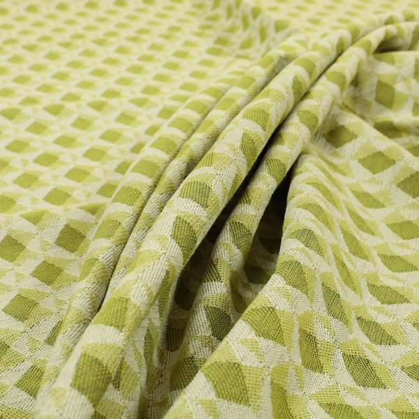 Green Coloured Chenille Geometric Pattern Upholstery Fabric JO-1047 - Roman Blinds